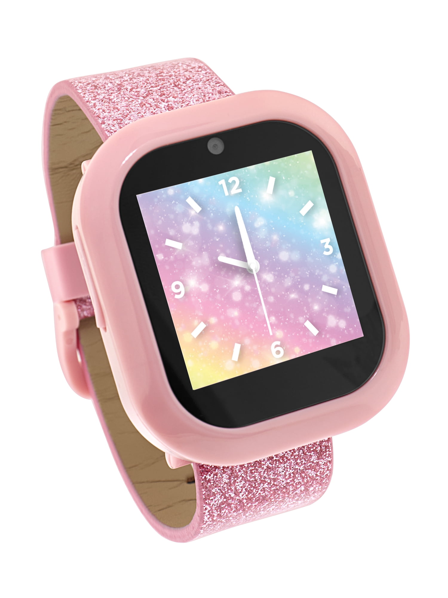 Itech Junior Kids Girls Pink Glitter Bluetooth Enabled Smartwatch with Interchangeable Straps and Bezels