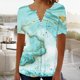 thumbnail image 1 of ICHUANYI Clearance Women's Summer V-Neck Print Casual Loose Top Short Sleeve Button Blouses Tops(Sky Blue, L) ICHUANYI WER2023081013209, 1 of 5