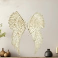 thumbnail image 3 of Grand Tour Angel Wings, Vintage Style, Set of 2, Antique White, Artisinal Design, Hand Crafted, Bas Relief Sculptures, 21 3/4 Inches Tall, 3 of 10