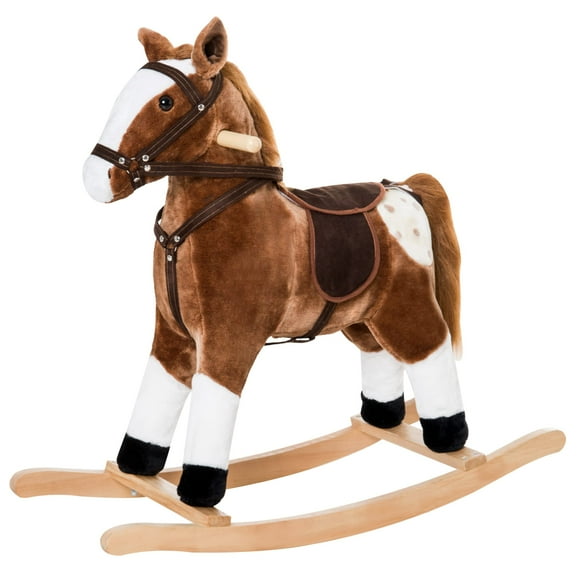 Juguete de peluche para niños Rocking Horse Qaba con sonidos, color marrón