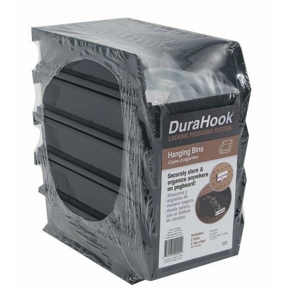 Triton Products® 7-3/8 In. L x 4-1/8 In. W x 3 In. H Black Polypropylene Hanging Bin & BinClip Kit, 4 Pack