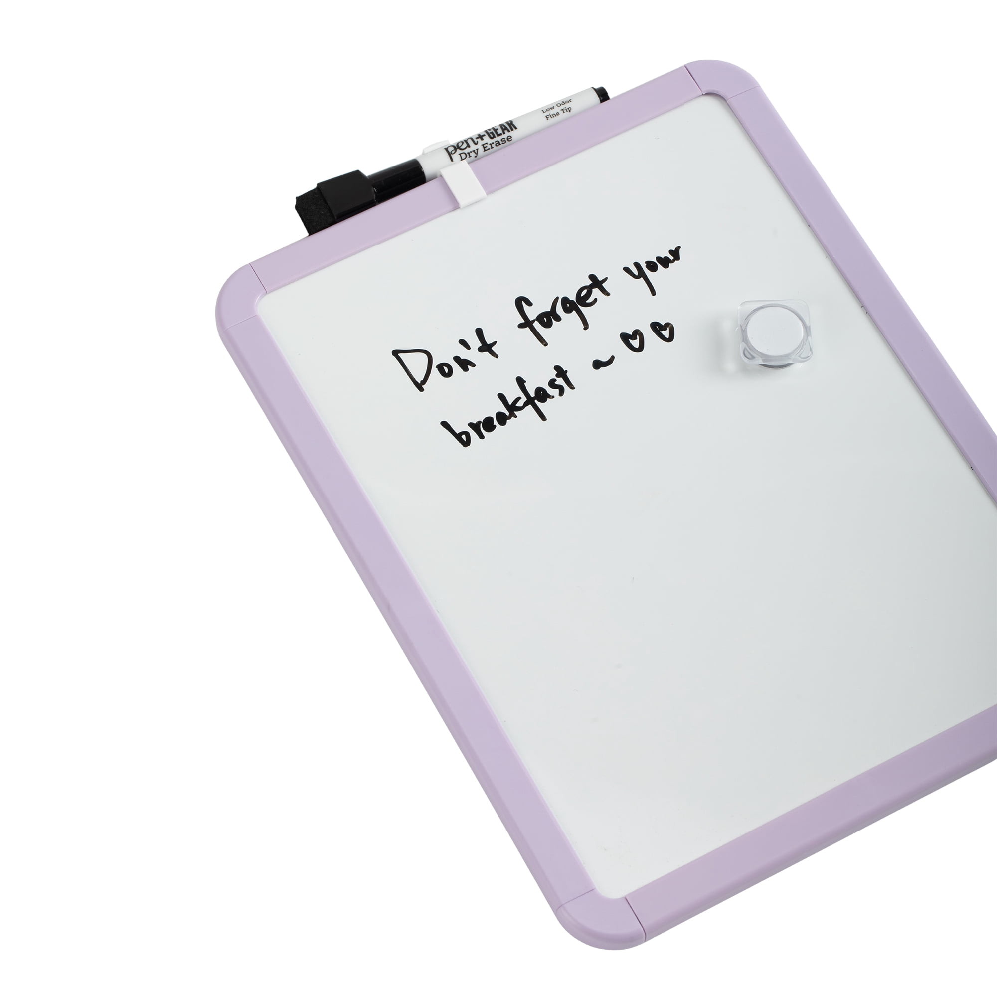 Pen+Gear Magnetic Dry Erase Board with Dry Erase Marker and Magnet, Lavender, 8.5" x 11"