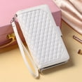 thumbnail image 6 of SaniMore for Samsung Galaxy A05 Wallet Case, Wrist/Crossbody Lanyard, 3D Lattice PU Leather Kickstand Zipper Purse Card Slots Magnetic Clasp Shockproof TPU Shell Anti-drop, White, 6 of 9