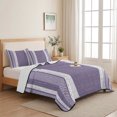 thumbnail image 5 of Quilts Twin Size, Vintage Purple Striped Soft Comforter Bedding Set for Bed, Farmhouse Modern Stripes Boho Lightweight Quilted Bedspread with Pillow Cover(2 Pieces) for All Season, 68x86 Inch, 5 of 9