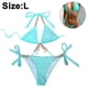 thumbnail image 2 of Conjunto de bikini de triángulo con lazo lateral y cuello halter para mujer, traje de baño de 2 piezas con tiras, 2 of 5