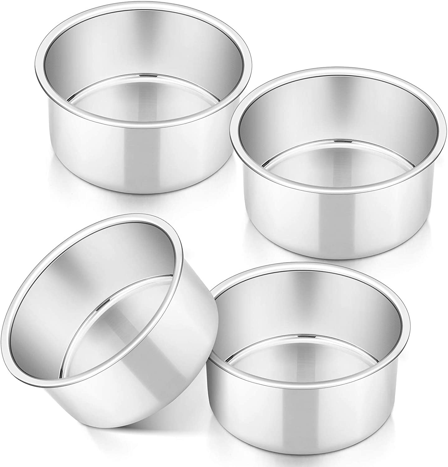 8 inch Cake Pan Set of 3, Vesteel Stainless Steel Round Cake Baking Pans  for Layer/Birthday/Wedding Cake, Nonstick & Heavy Duty 