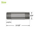 thumbnail image 2 of Naiture Brass 1/2 NPT Connection Threaded Pipe Fitting Nipple Heavy Duty, 2-1/2" Long, Brushed Nickel Finish, 2 of 4