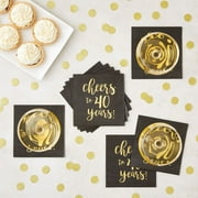 Foil Paper Cocktail Napkins for Anniversary Party- Cheers to 40 Years! 50 Gold