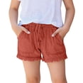 thumbnail image 2 of Frostluinai Girls Lightweight Jean Shorts Casual Baggy Fringe Hem Hot Pants Elastic Waist Comfy Denim Shorts Distressed Washed Jeans with Pocket 4-14Y, 2 of 9