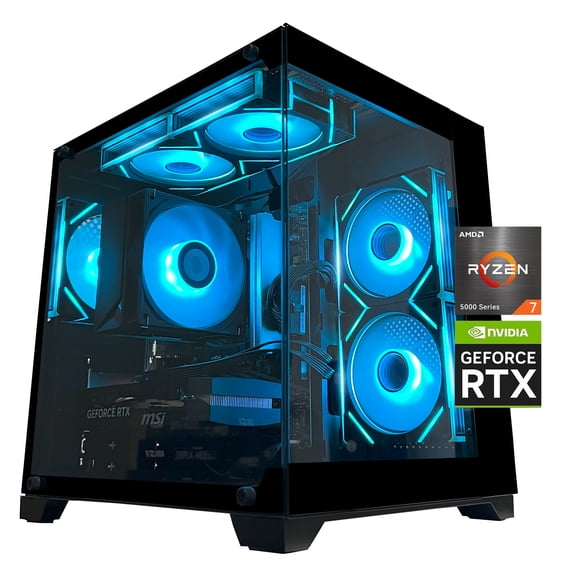 YAWYORE Gaming PC Desktop computer AMD Ryzen 7 5700X RTX 5060 32GB RAM 1TB M.2 SSD Wifi PC Gaming Black