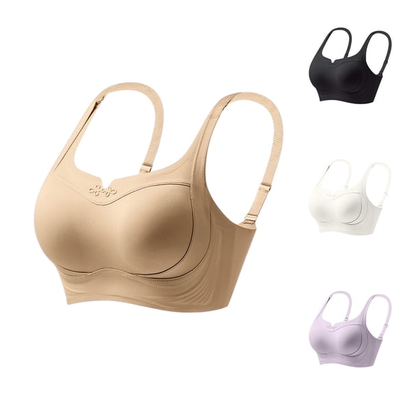 Bixock Push Up Bras for Women Wireless Jelly Seamless Bra No Underwire Supportive Scalloped T Shirt Bralette Lingerie Wear for Casual Daily Wear