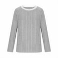 thumbnail image 2 of Chbgutlmr Womens Blouses Knitted Ribbed Color Block Crewneck Long Sleeve Shirts Loose Comfy Fall Winter Tops, 2 of 5