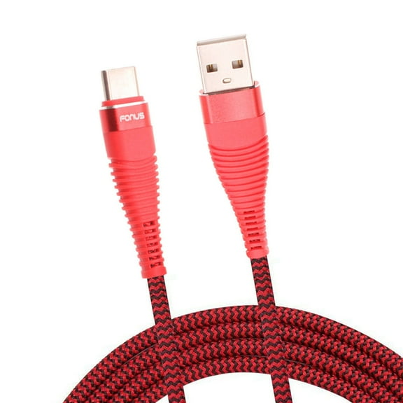 Type-C 6ft USB Cable for Galaxy S21 FE 5G - Charger Cord Power Wire USB-C Long Red Braided Compatible With Samsung Galaxy S21 FE 5G