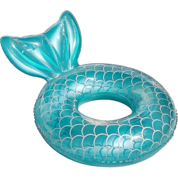 Mermaid Pool Float, Inflatable Mermaid Swimming Ring Floating Bed Float Pool, Mermaid Tail Tube Flashing Water Party Adult Summer Beach Pool Float_Perfect Gift