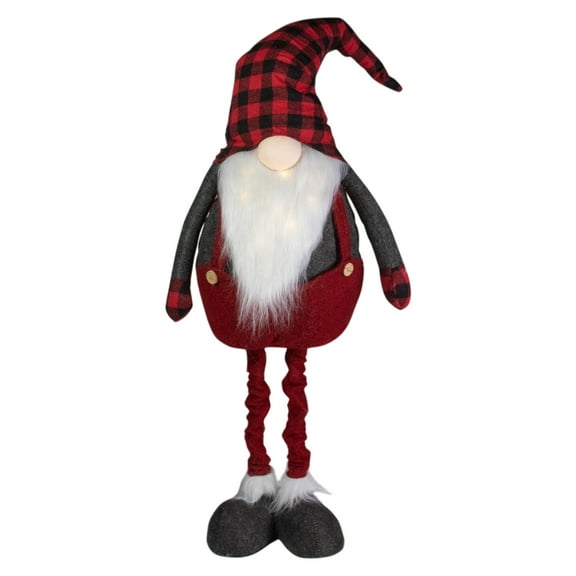 Northlight 41-Inch LED Lighted Red and Black Plaid Extendable Gnome Christmas Figure - 41"