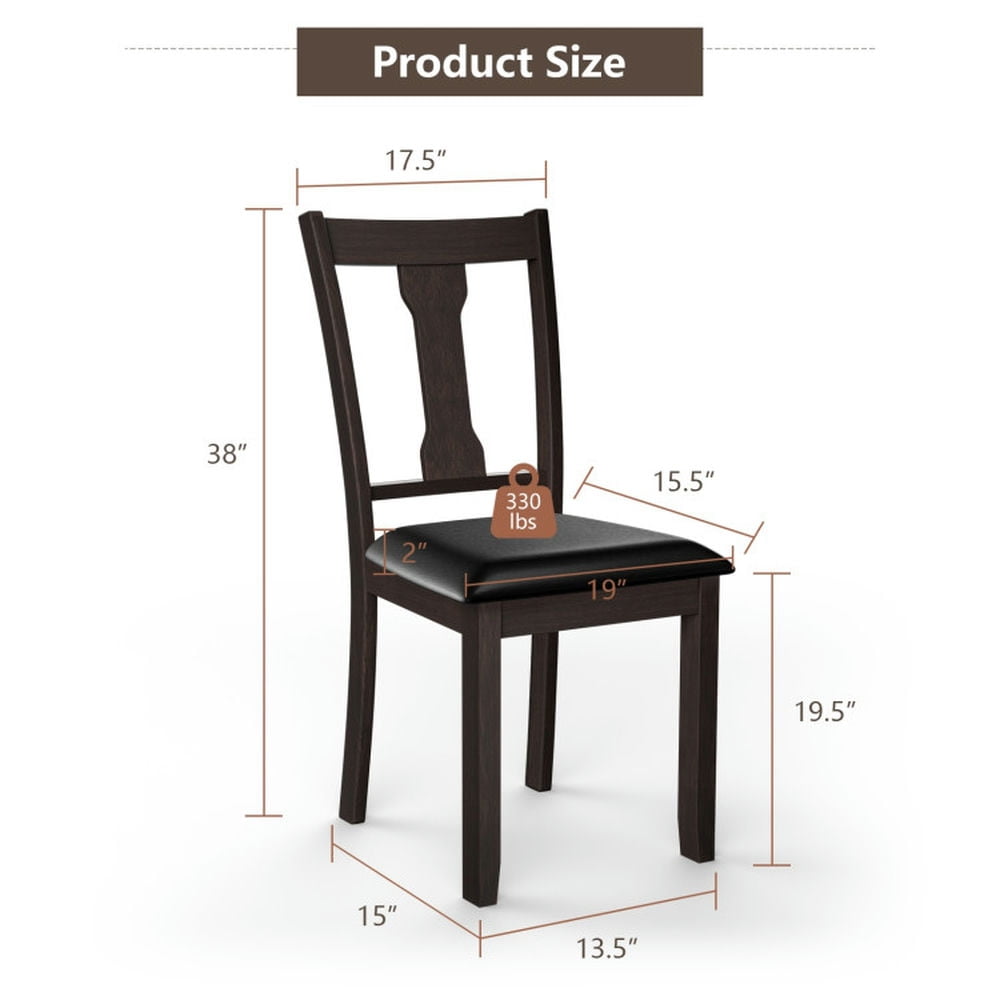 Demi Bonn Set of 2 Dining Chair with Rubber Wood Frame and Upholstered Padded Seat for Dining Room Living Room, Brown