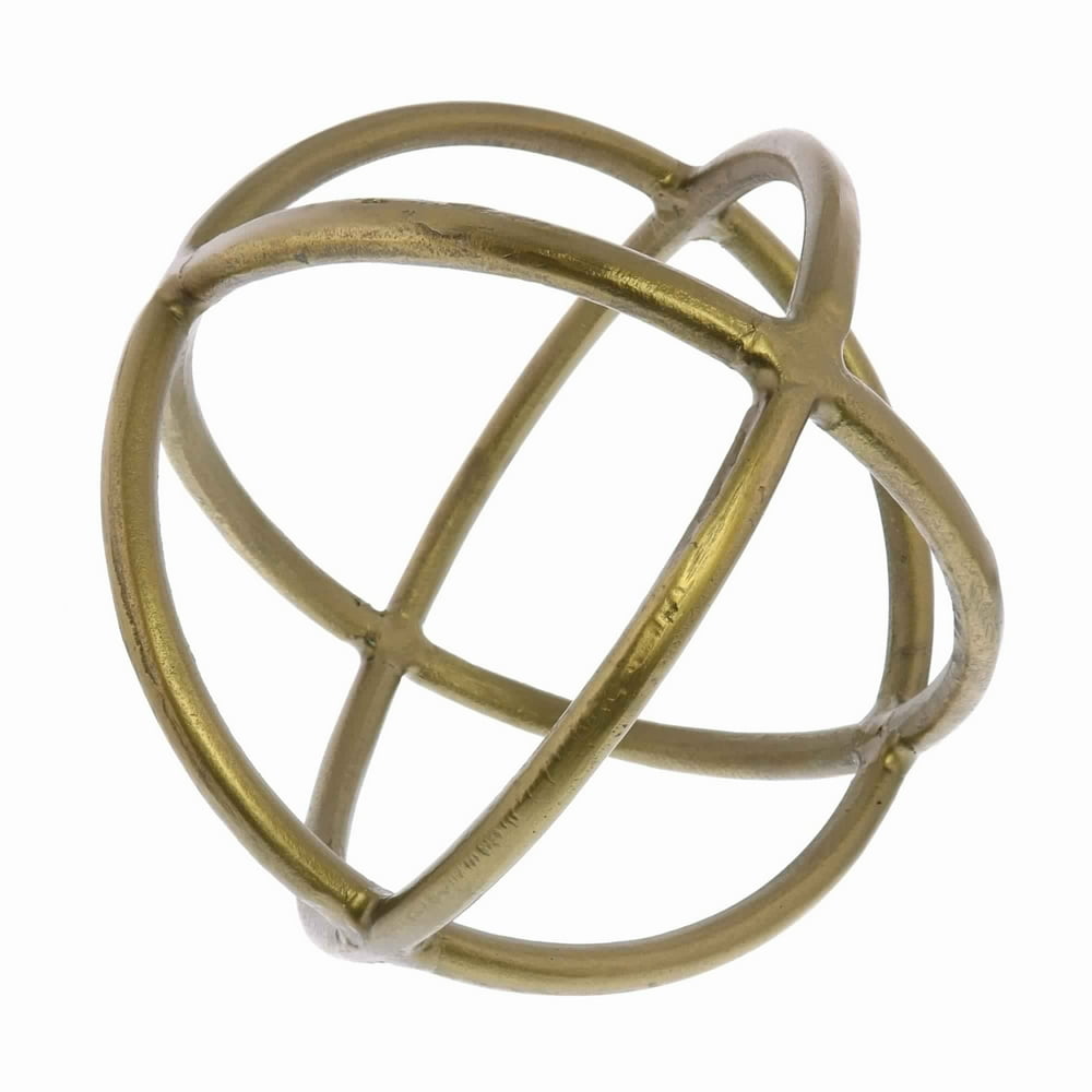 Decorative Triple Ring Metal Frame Sphere, Gold