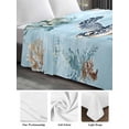 thumbnail image 6 of Coastal Full Size Flat Sheet, Wrinkleproof & Fadeproof Cooling Flat Bed Sheet Only, Sea Turtle Summer Beach Nautical Coral Breathable Soft Bedding Top Sheets 81 x 96 Inches, 6 of 8
