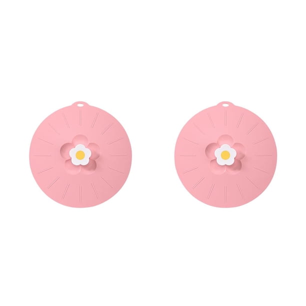 Matsuzay Tapa de olla para hornear resistente a la temperatura, cuenco para horno, cubierta para sartén, reutilizable a prueba de polvo Rosado 2piezas