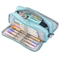 thumbnail image 1 of Estuche grande para lápices con 3 compartimentos, bolsa para lápices de gran capacidad, bolsa para guardar bolígrafos, 1 of 5
