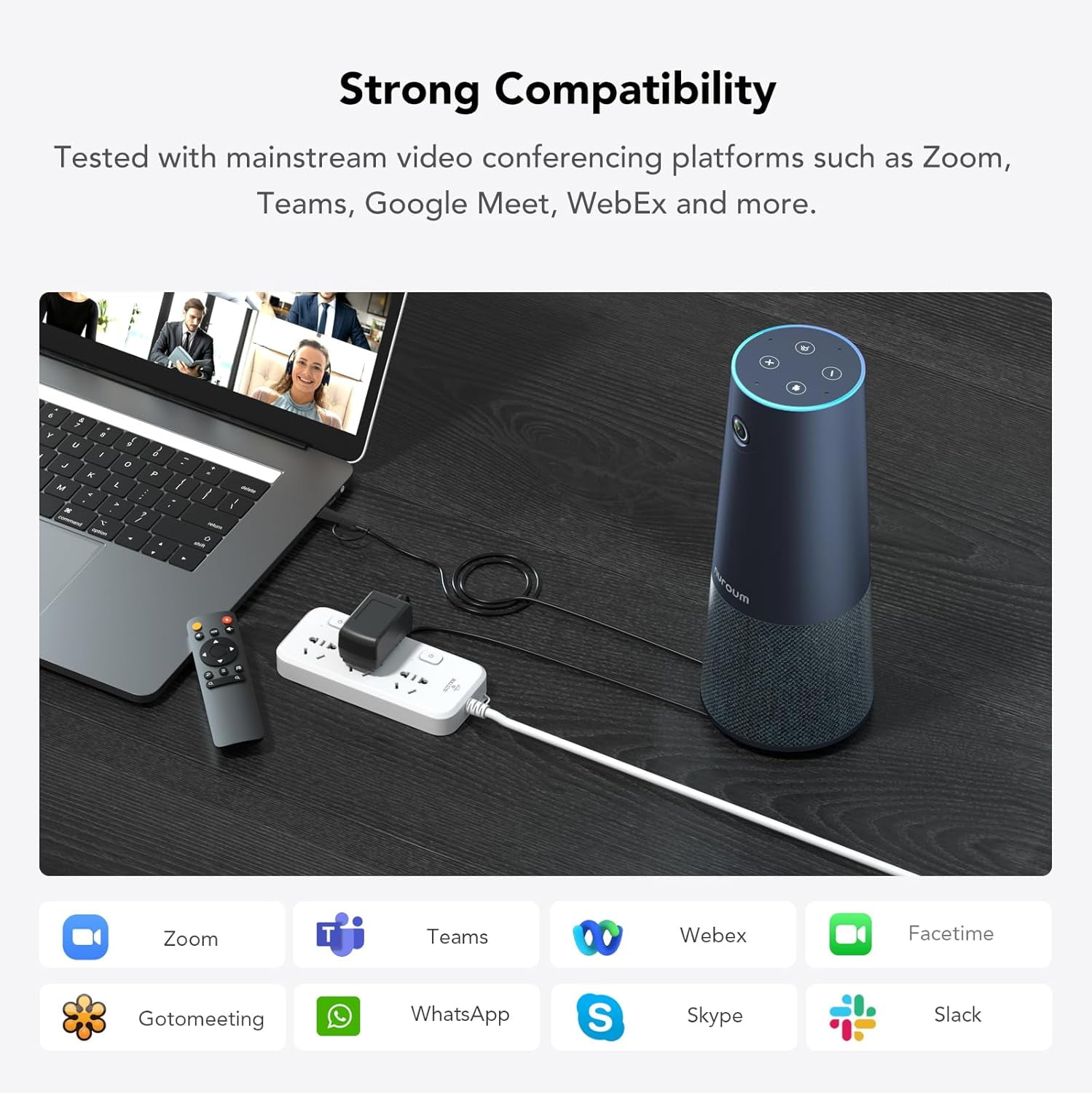 Nuroum C40 2K Video Webcam with Microphone, Speaker, AI Auto Framing, 5X Zoom, Noise Cancelling Mics, Blue, New