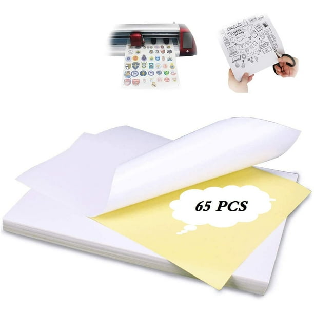 Papier autocollant brillant A4, paquet de 65 étiquettes autocollantes  autocollantes pour imprimantes laser et jet d'encre 