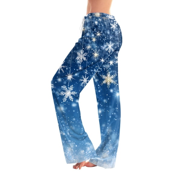 Women's Casual Fashion Christmas Pajama Pants, Long Sleepwear Trousers for Sports and Home Use, Comfortable and Soft Material for Nightwear and Lounging,Royal Blue,L