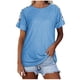 thumbnail image 2 of Fiudx Camisas para Mujer Top de Cuello Redondo de Manga Corta Suelto Estampado Casual para Mujer, 2 of 7