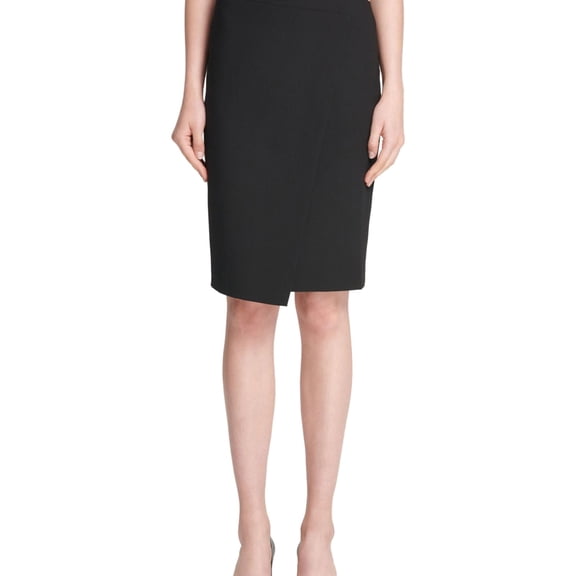 DKNY Womens Crossover Asymmetrical Skirt, Black, 0