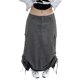 thumbnail image 2 of VISgogo Falda Larga para Mujer con Cordón Ajustable, Ropa de Verano Suelta de Estilo Casual de Color Sólido VISgogo moda, 2 of 9
