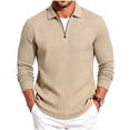 thumbnail image 2 of LYSMORA Men's Cable Textured Lapel Quarter Zip Long Sleeve Polo Shirt, Loose Fit Casual Business Athletic Tops, 2 of 8