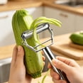 thumbnail image 3 of Stainless Steel Vegetable Peeler with Julienne Blade, Multifunctional Fruit & Potato Peeler, Ergonomic Round Handle Kitchen Peeler for Carrots Apples Cucumbers Salad Prep, 3 of 8