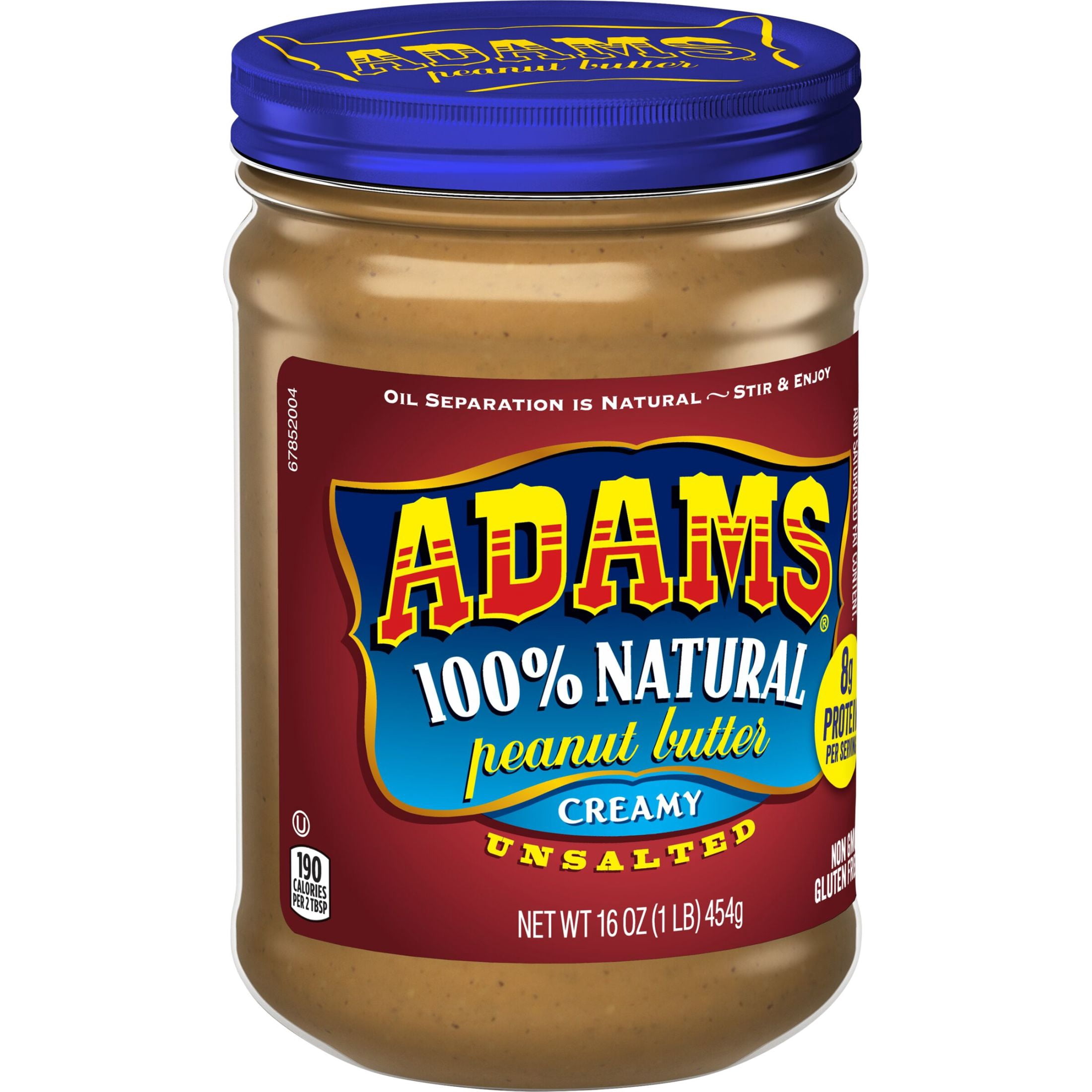 (3 pack) Adams Natural Creamy Unsalted Peanut Butter, 16 oz
