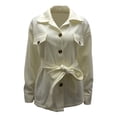 thumbnail image 4 of Lixiuxyad Women's Casual Jackets Elegant Plus Size Trench Coat Long Sleeve Wrap Belt Blend Overcoat For Autumn Winter Fashion Outerwear White, 4 of 5