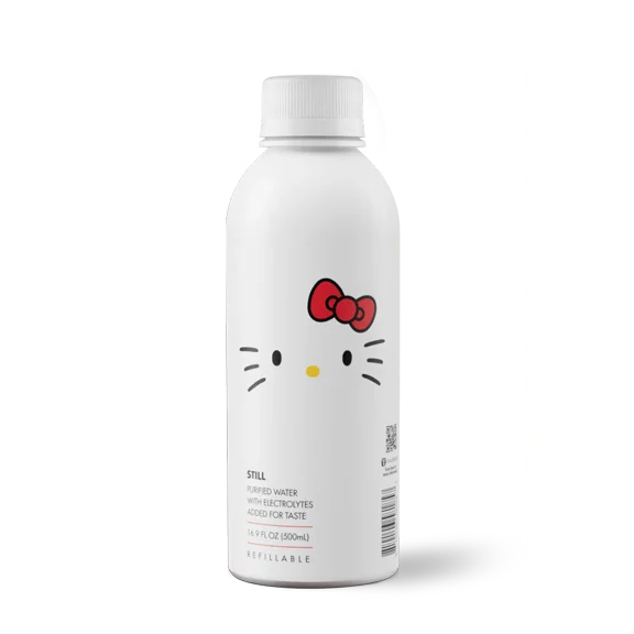 PATH Water Ultra-Purified Still Water, 16.9 fl oz, 4 pack Aluminum Bottles, Limited Edition Hello Kitty