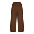 thumbnail image 4 of Stamzod Womens Dress Pants with Pocket Solid Color Wide Leg Trousers Women High Waisted Business Casual Pant with Pocket Brown M, 4 of 6