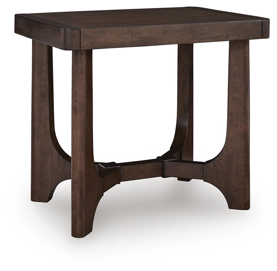 Signature Design By Ashley Korestone Rectangular End Table in Dark Brown