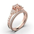 thumbnail image 3 of Beautiful Mid-century 1.75 Carat Round Cut Morganite And Diamond Moissanite Engagement Ring, Wedding Ring in 925 Sterling Silver With 18k Rose Gold Plating, 7 Stone Ring, Bridal Set, Matching Band, 3 of 3