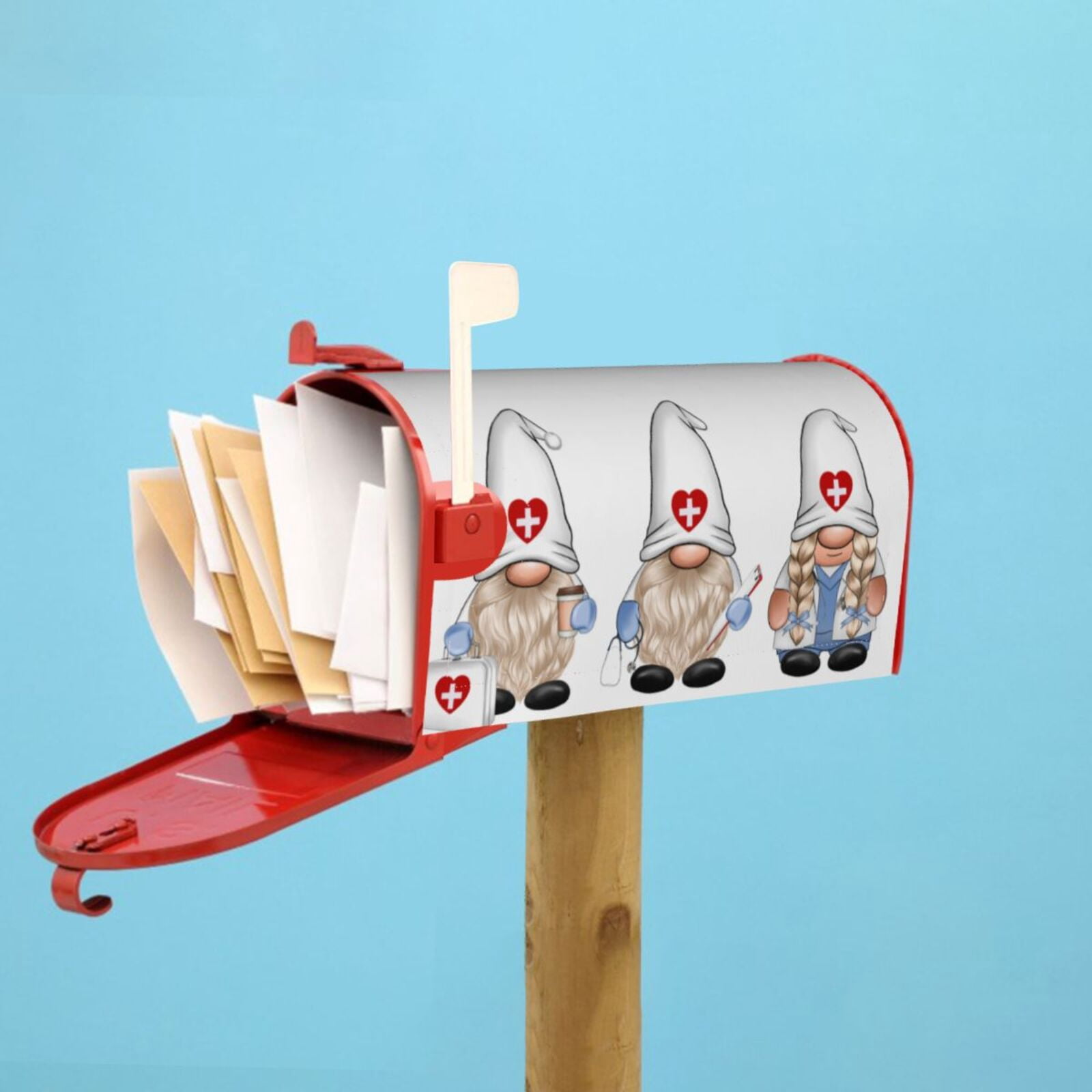 Logiee Nurse doctor gnome Print Post Letter Box Wrap Decor, Mailbox Cover Suitable for Standard Mailbox and Large Size Mailbox,Outdoor Yard Decoration-21x18 in