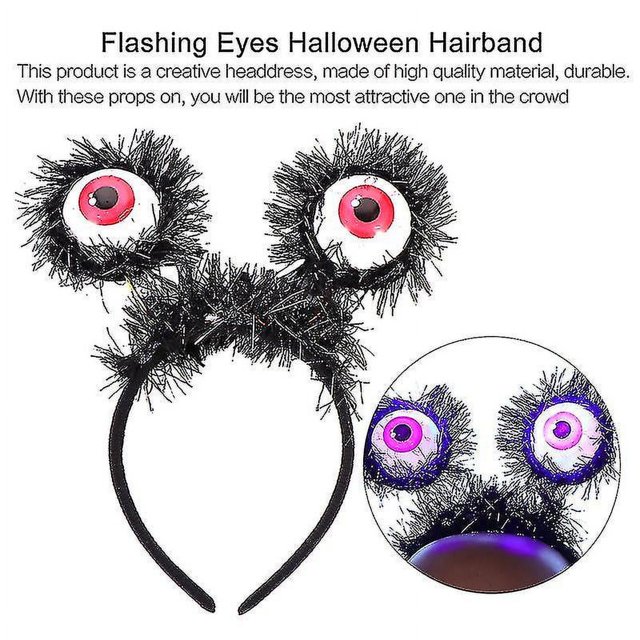 4 Uds. Diadema luminosa con luz Led para el pelo, tocado aterrador para Halloween, diadema con forma de globo ocular