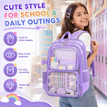 thumbnail image 4 of SANMADROLA Clear Backpack School Backpack Bookbag Transparent Bag Large Heavy Duty Stadium Approved See Through Backpack Waterproof PVC with Reinforced Strap for School Work Travel with Reflective, 4 of 9
