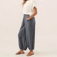 thumbnail image 5 of Sexlip Women's Pants All Season loose fit wide leg elastic waist smocked waist solid color with pockets casual Gray XL, 5 of 8