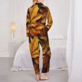 thumbnail image 3 of Pajama Sets for Women 2 Pcs, Rich Autumn Maple Leaf Texture Button Down Long Sleeve Sleepwear Lounge PJ Sets, 3 of 6