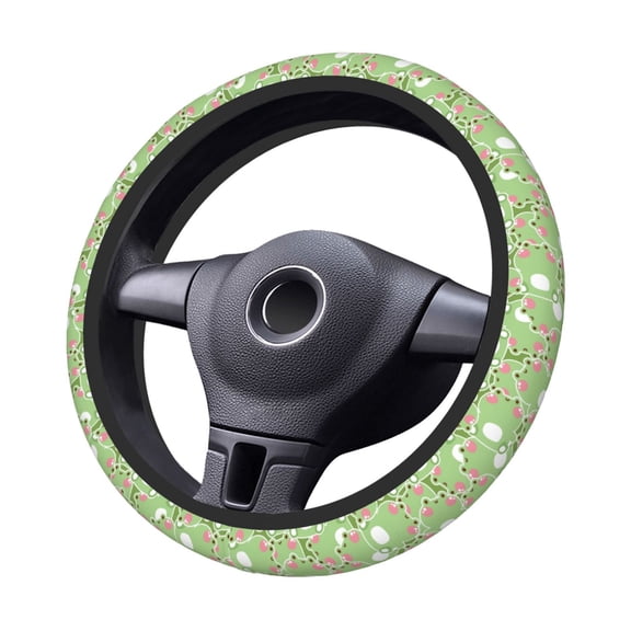 Kdxio Cute Frog2 Print Elastic Stretch Steering Wheel Cover,Auto Steering Wheel Cover,15 Inch Anti-Slip,Warm in Winter and Cool in Summer,Fit Suvs,Vans Cars,Trucks