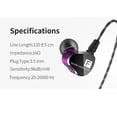 thumbnail image 4 of QKZ CK8 Earphone Double Unit Drive Headset; Dual-Dynamic HiFi Wired 3.5mm In Ear Headset Dual-Dynamic HiFi Wired Gaming Music Microphone Earbuds, 4 of 8