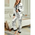 thumbnail image 4 of Jusfitsu Silk Satin Pajama Set for Women Long Sleeve Sleepwear V Neck Two Piece Pjs Soft Loungwear, 4 of 6