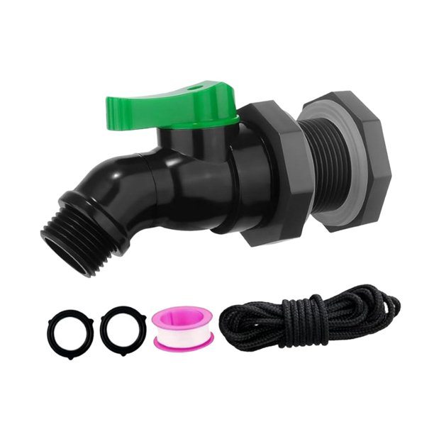 Juego de grifo para barril de , válvula de barril de de 3/4 de pulgada, conector resistente, kit desviador de jardín, contenedor de agua 254 cm