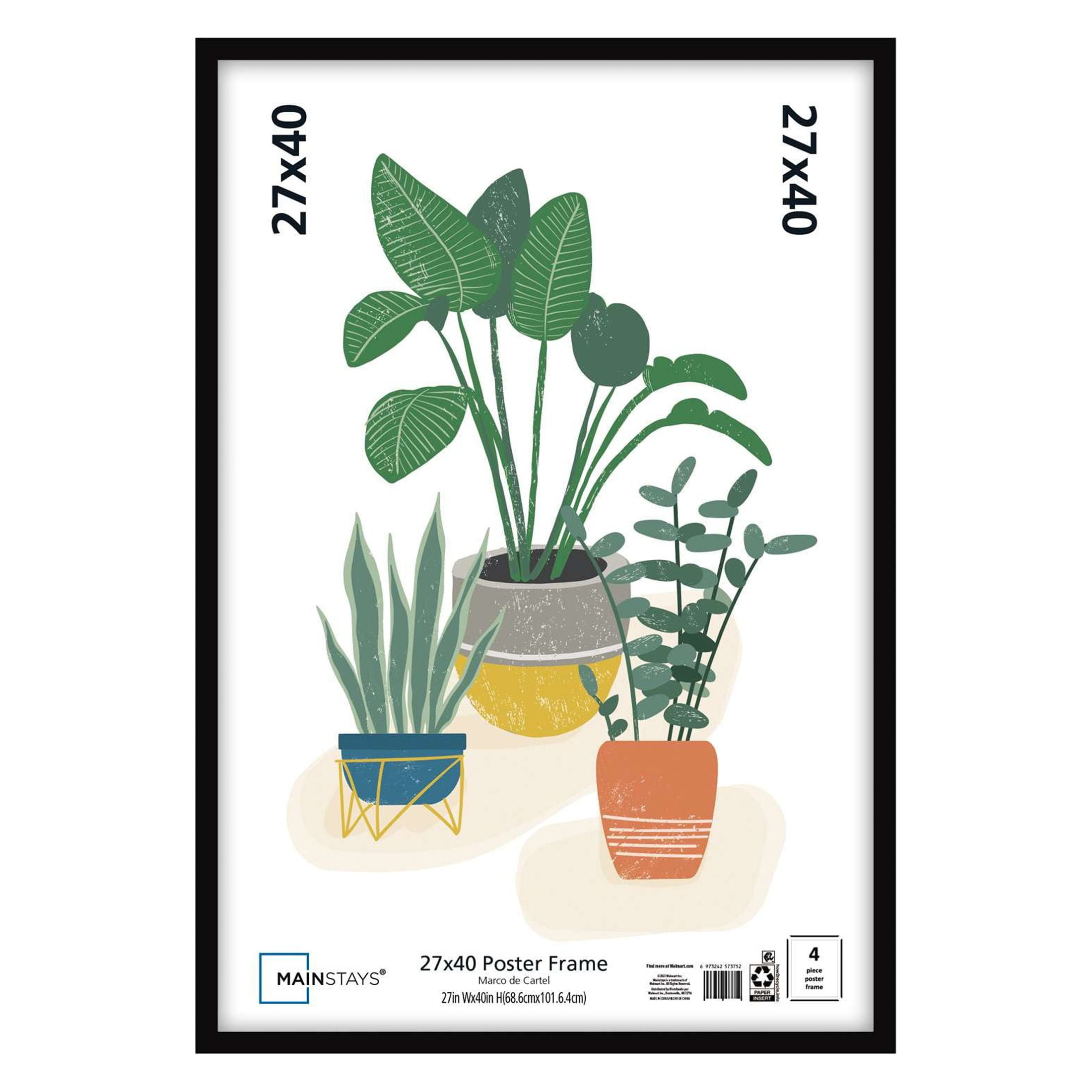 (2 pack) Mainstays – 27x40 Picture Frame – Black Flat Profile Wall Photo Frame