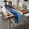 thumbnail image 4 of BaHomeck Table Runner 13*72 In,Set Of 1 Abstract Blue And White Marble Pattern With Gold Accents High Density Cotton Linens Machine Washable Table Runner For Kitchen Dining Table Coffee Table Decor, 4 of 4