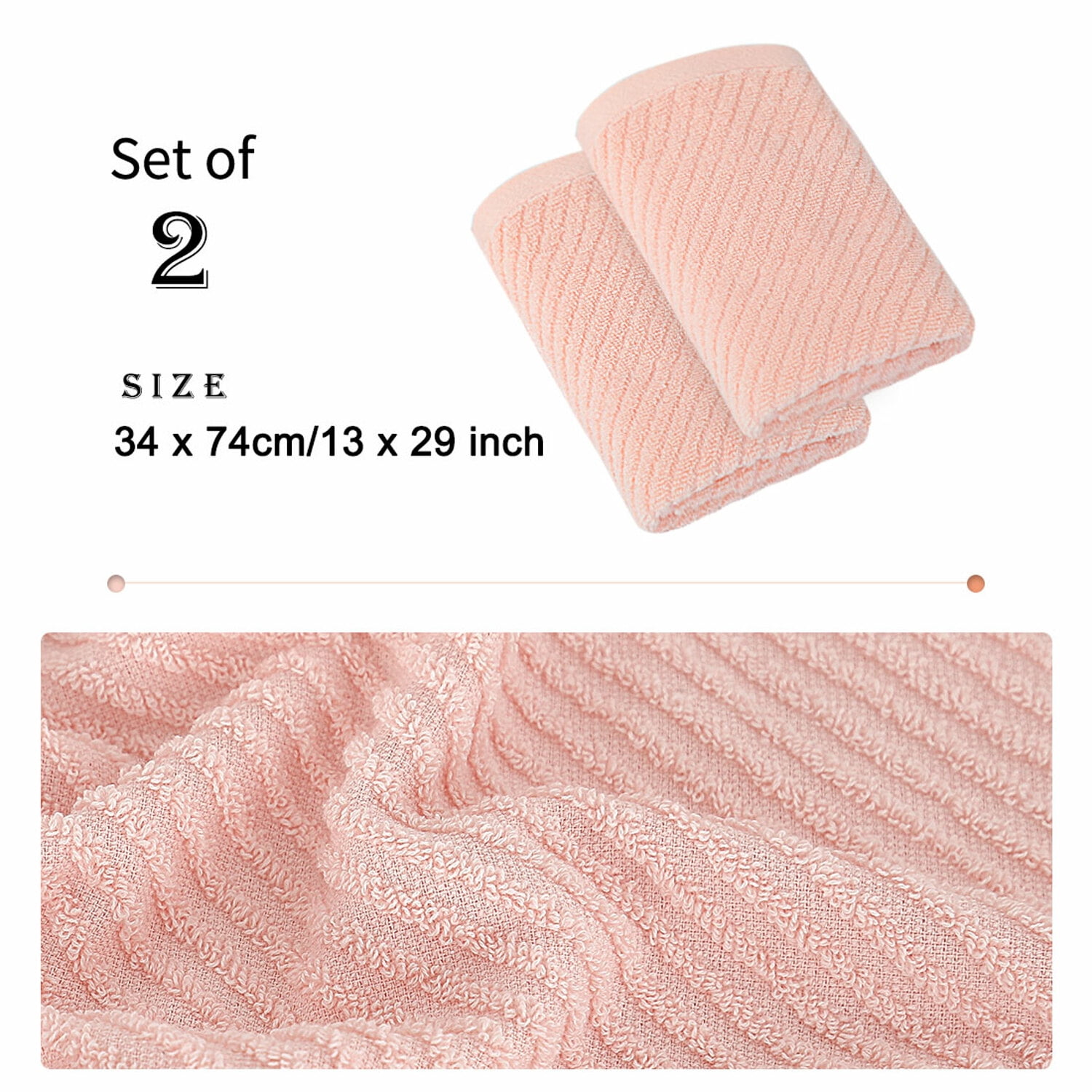 Unique Bargains 2-Pack 100% Cotton Absorbent Quick Dry Face Towels Pink